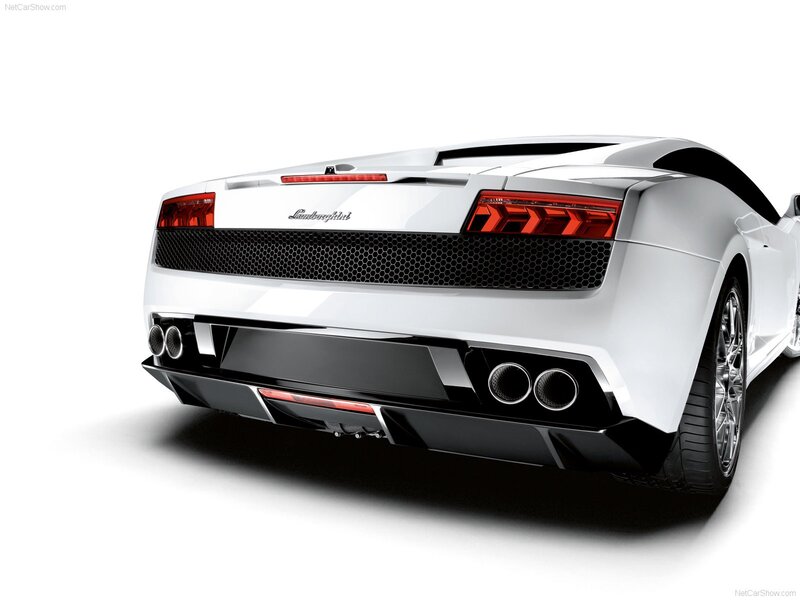 White Lamborghini Gallardo — Dramatic, Photograph, Exhaust Pipes