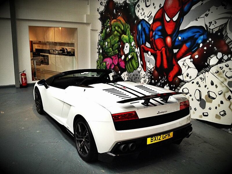 White Lamborghini Gallardo — Dramatic, Photograph, Mural