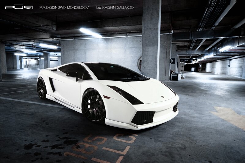 White Lamborghini Gallardo in parking garage