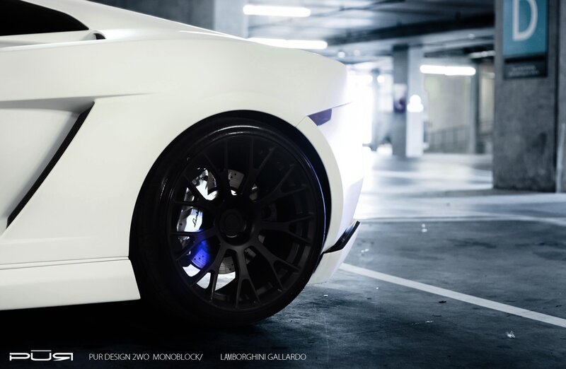 White Lamborghini Gallardo in parking garage