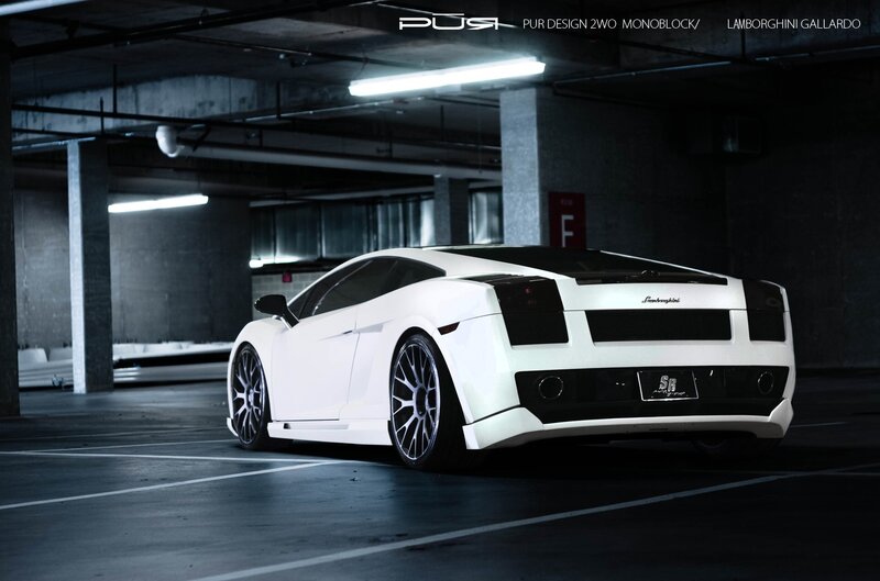 White Lamborghini Gallardo in parking garage