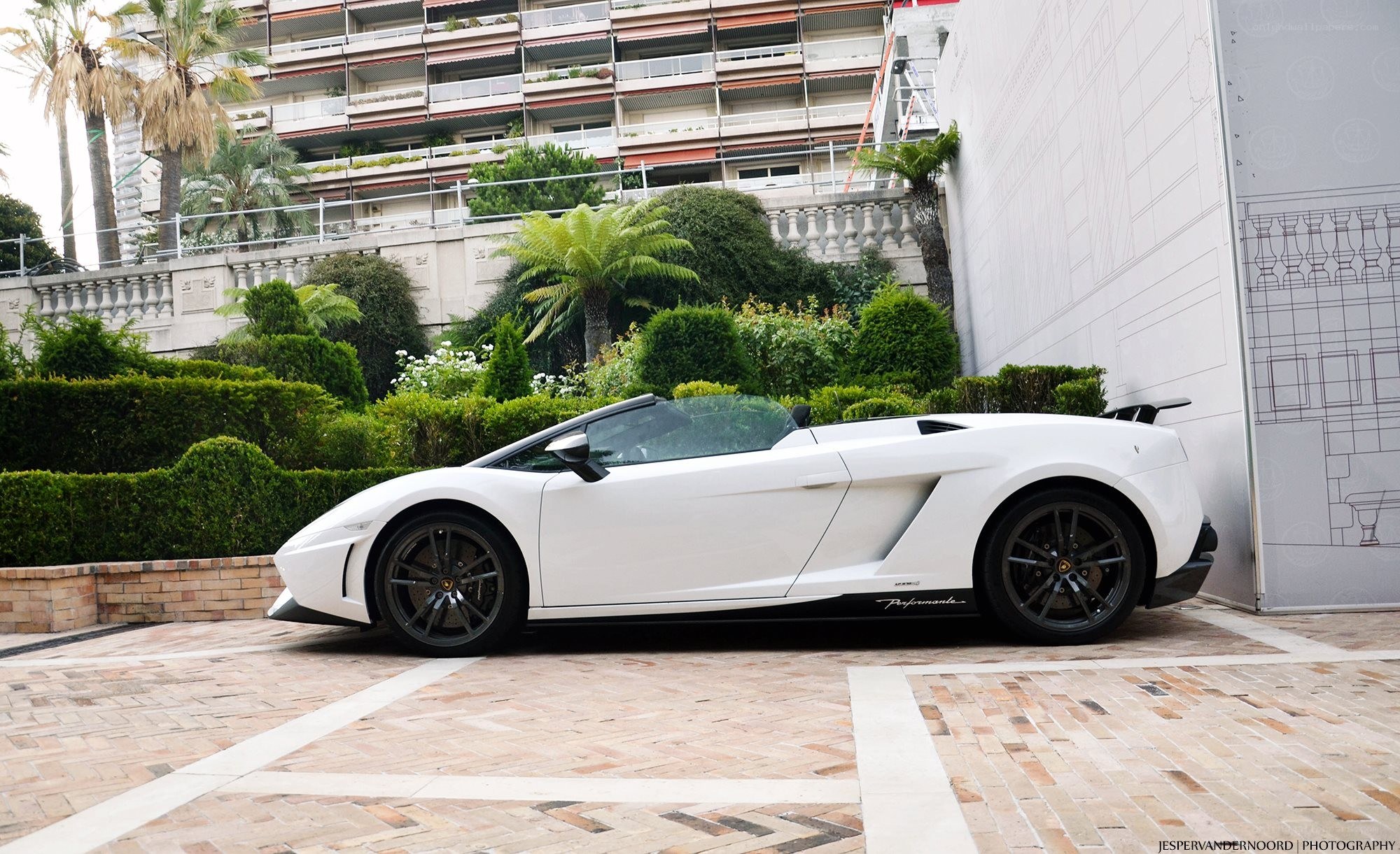 White Lamborghini Gallardo parked