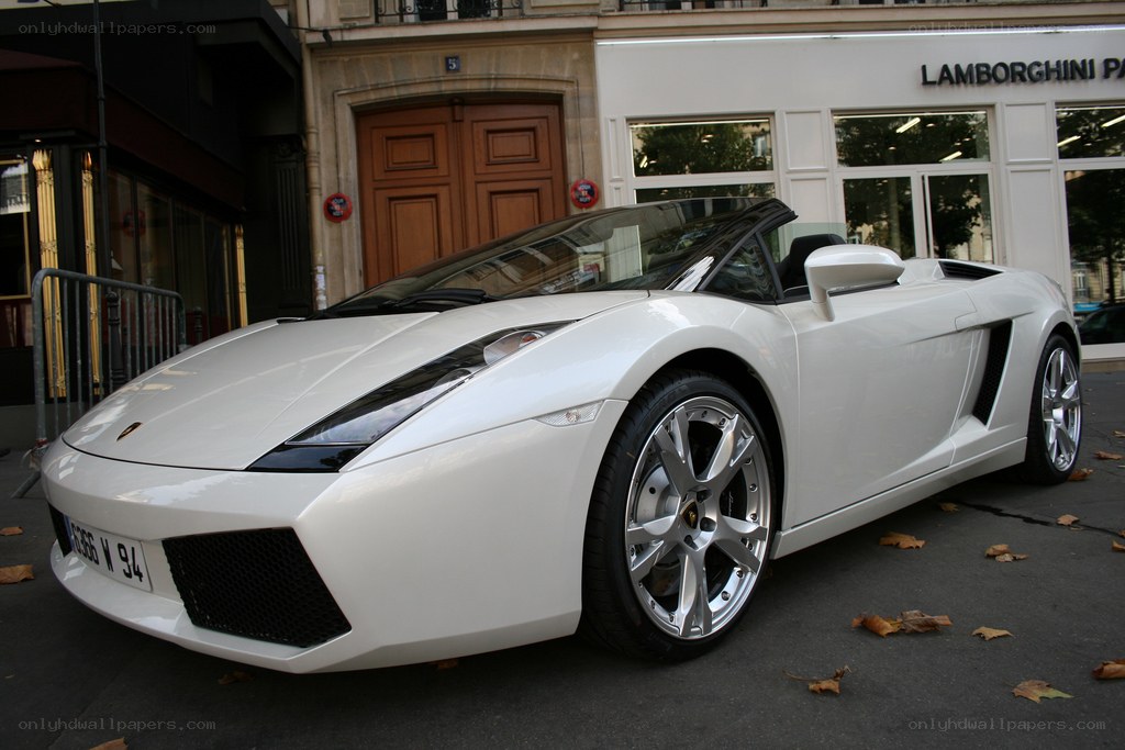 White Lamborghini Gallardo parked