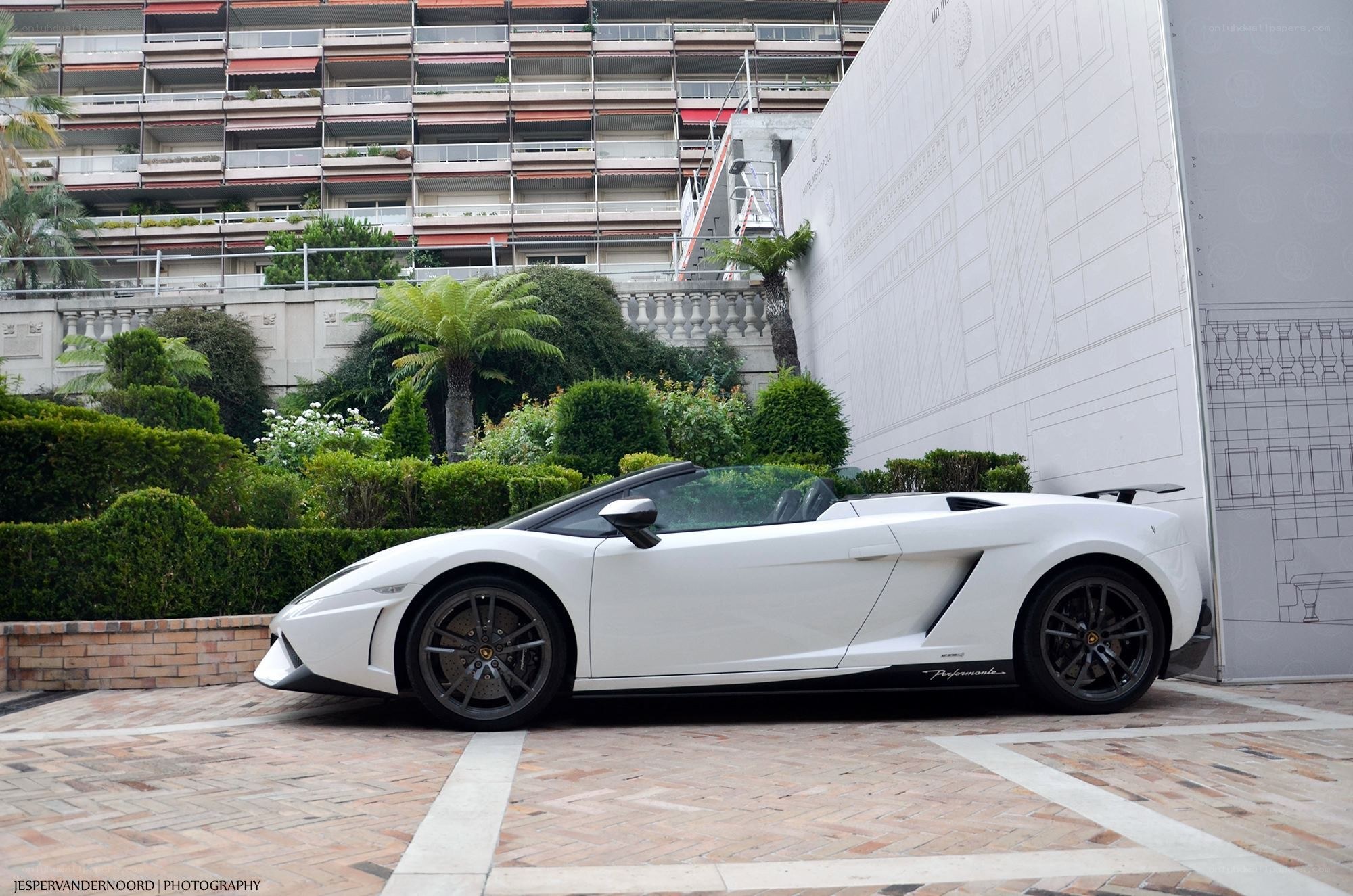 White Lamborghini Gallardo parked