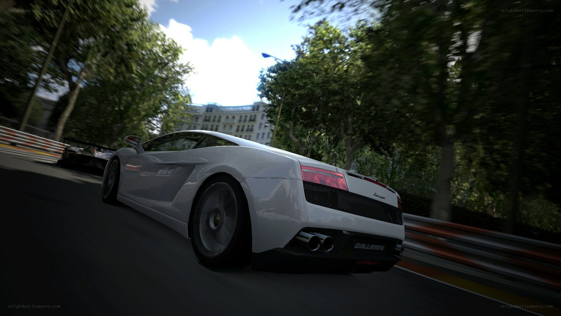 White Lamborghini Gallardo racing