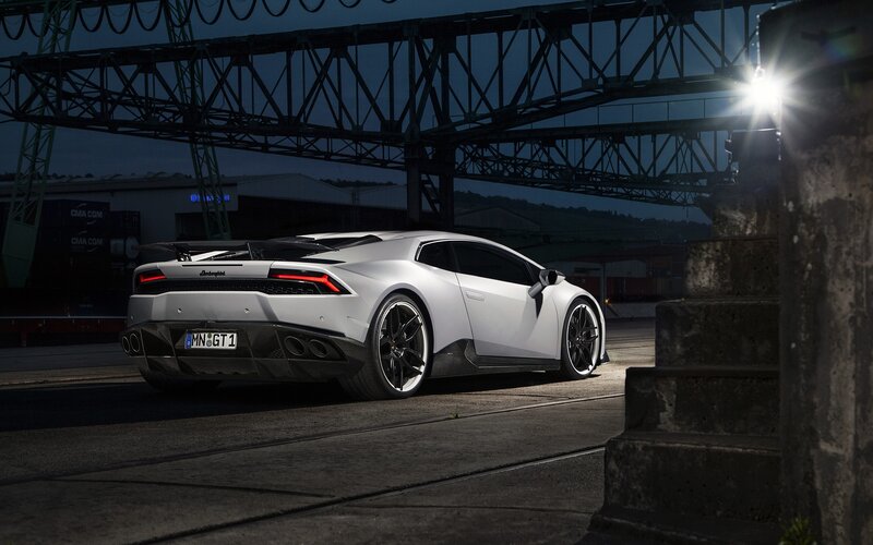 White Lamborghini Huracan — Dramatic, Night, Photograph, Car