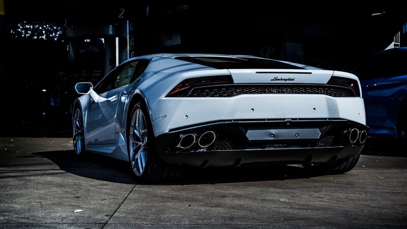 White Lamborghini Huracan — Dramatic, Night, Photograph