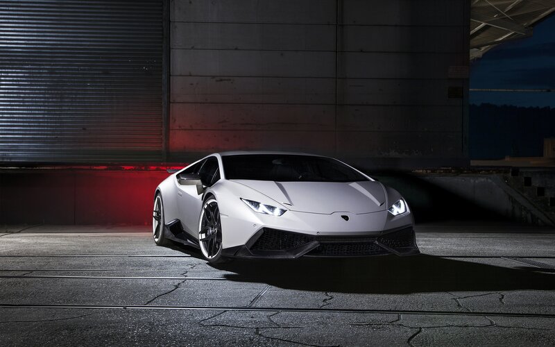 White Lamborghini Huracan — Dramatic, Night