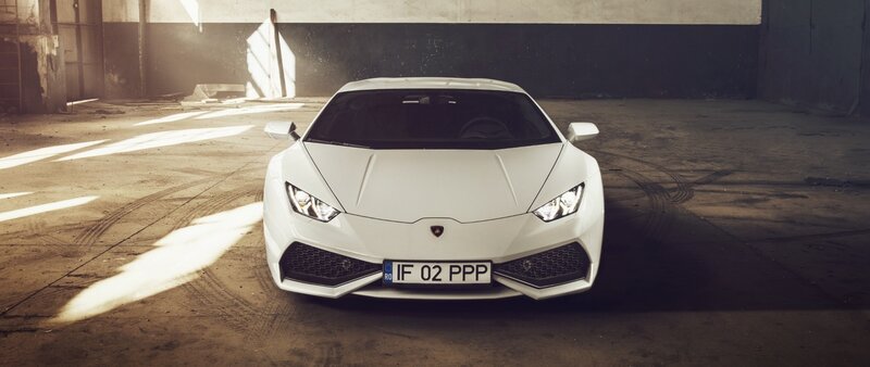 White Lamborghini Huracan — Dramatic, Photograph, Car, License Plate