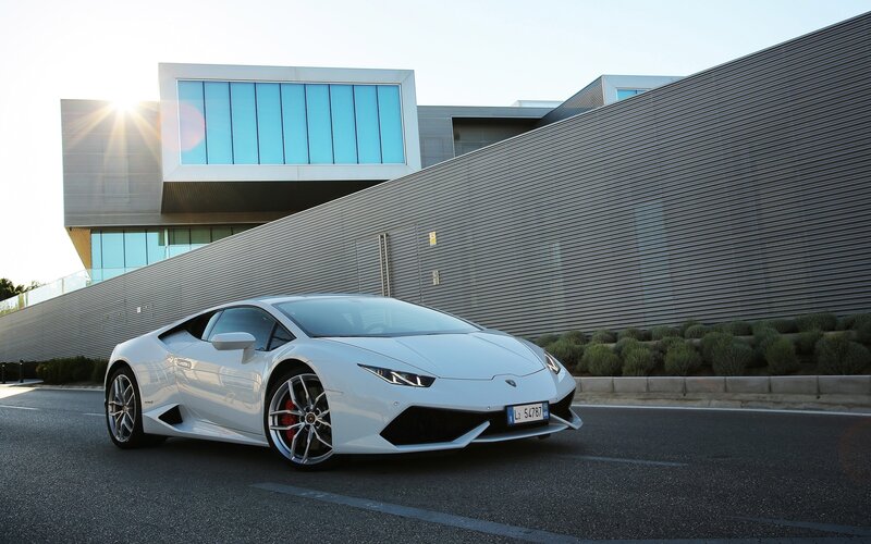 White Lamborghini Huracan — Dramatic, Sunset