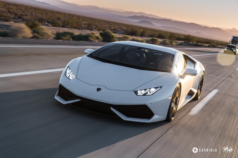 White Lamborghini Huracan — Dynamic, Sunset