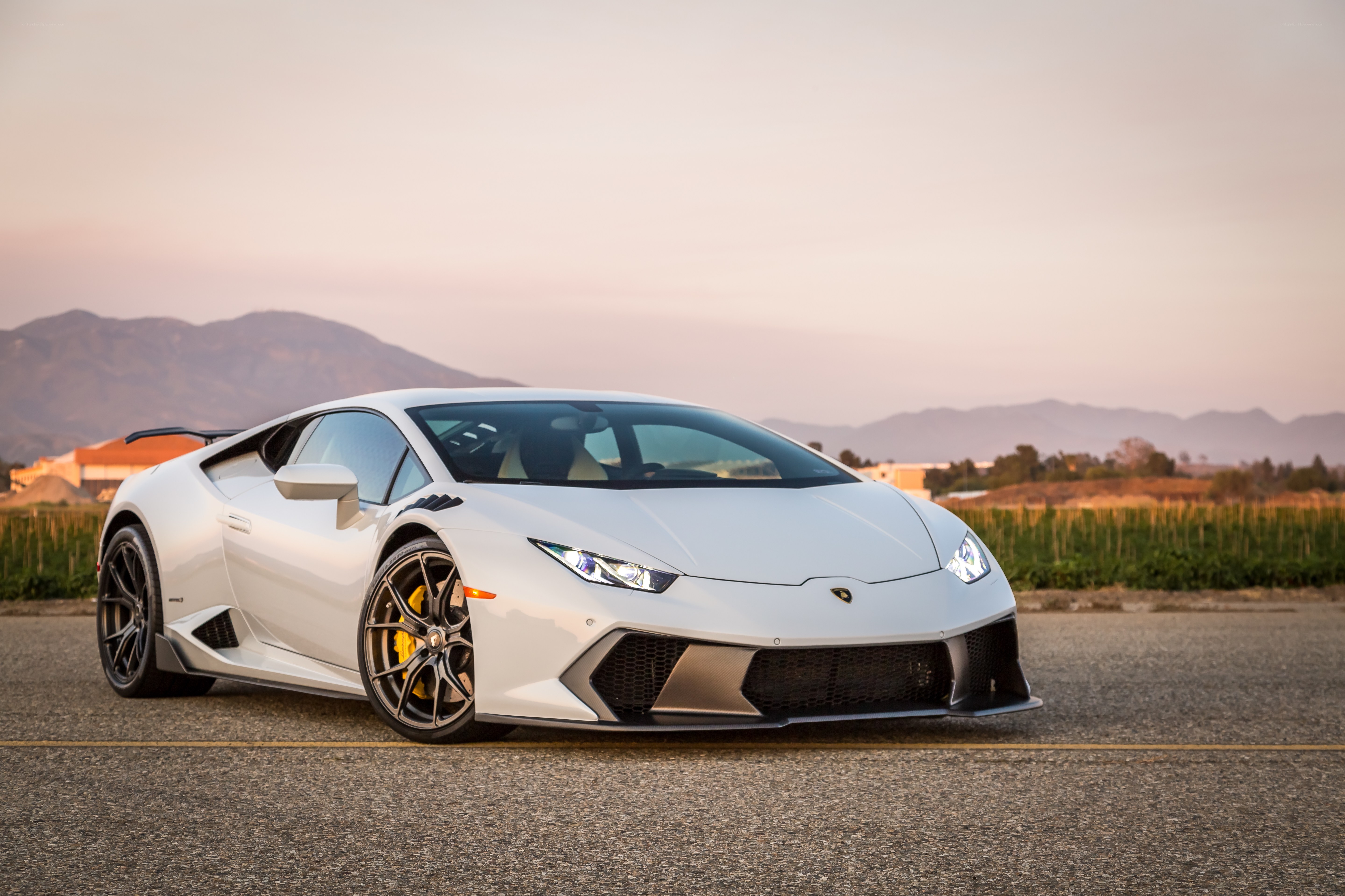 White Lamborghini Huracan on road