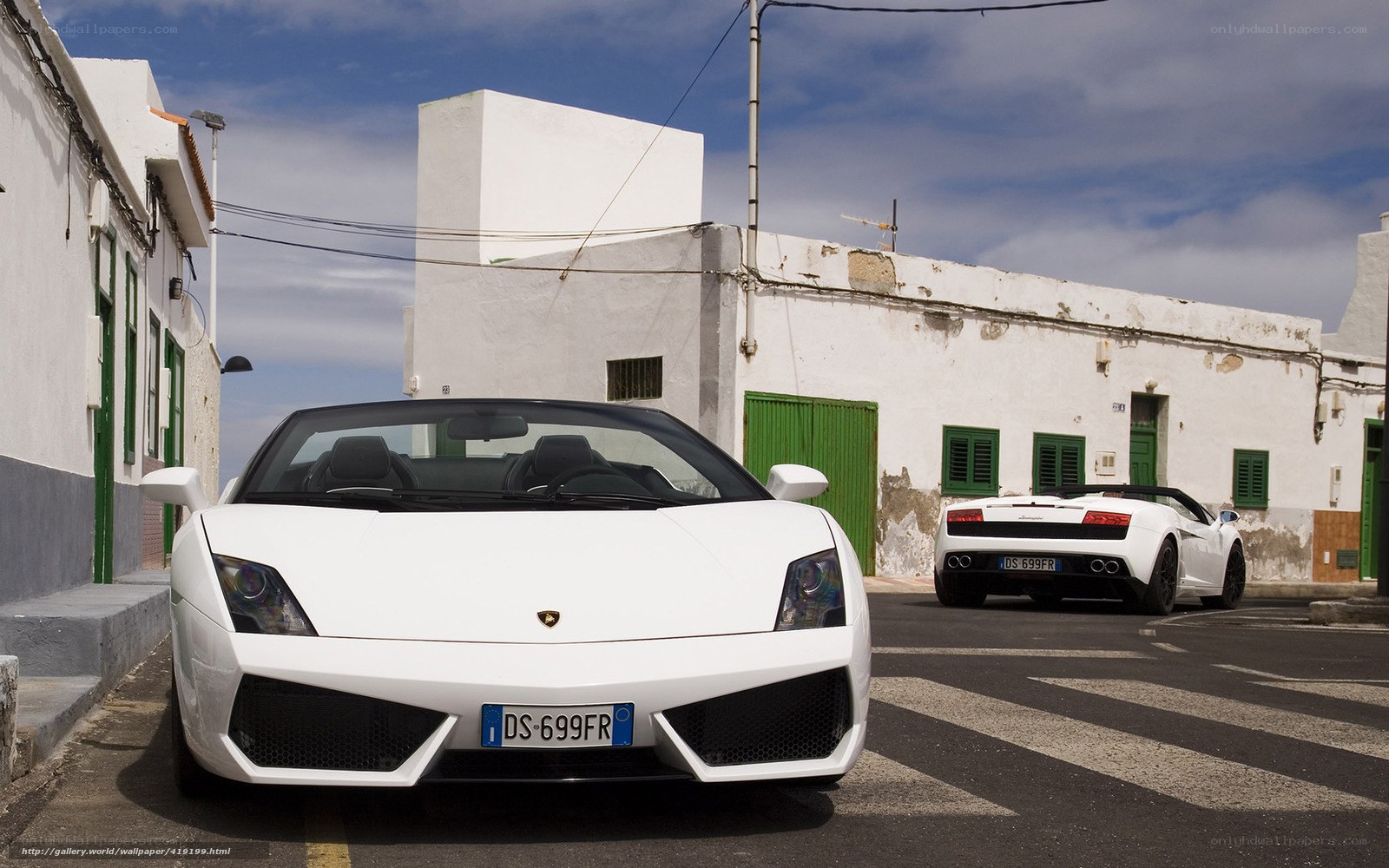 White Lamborghini in a village