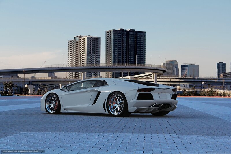 White Lamborghini in city