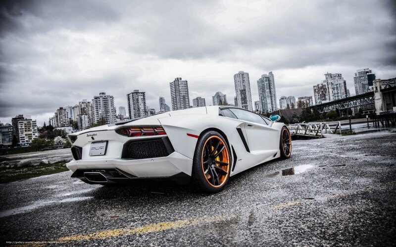 White Lamborghini in city