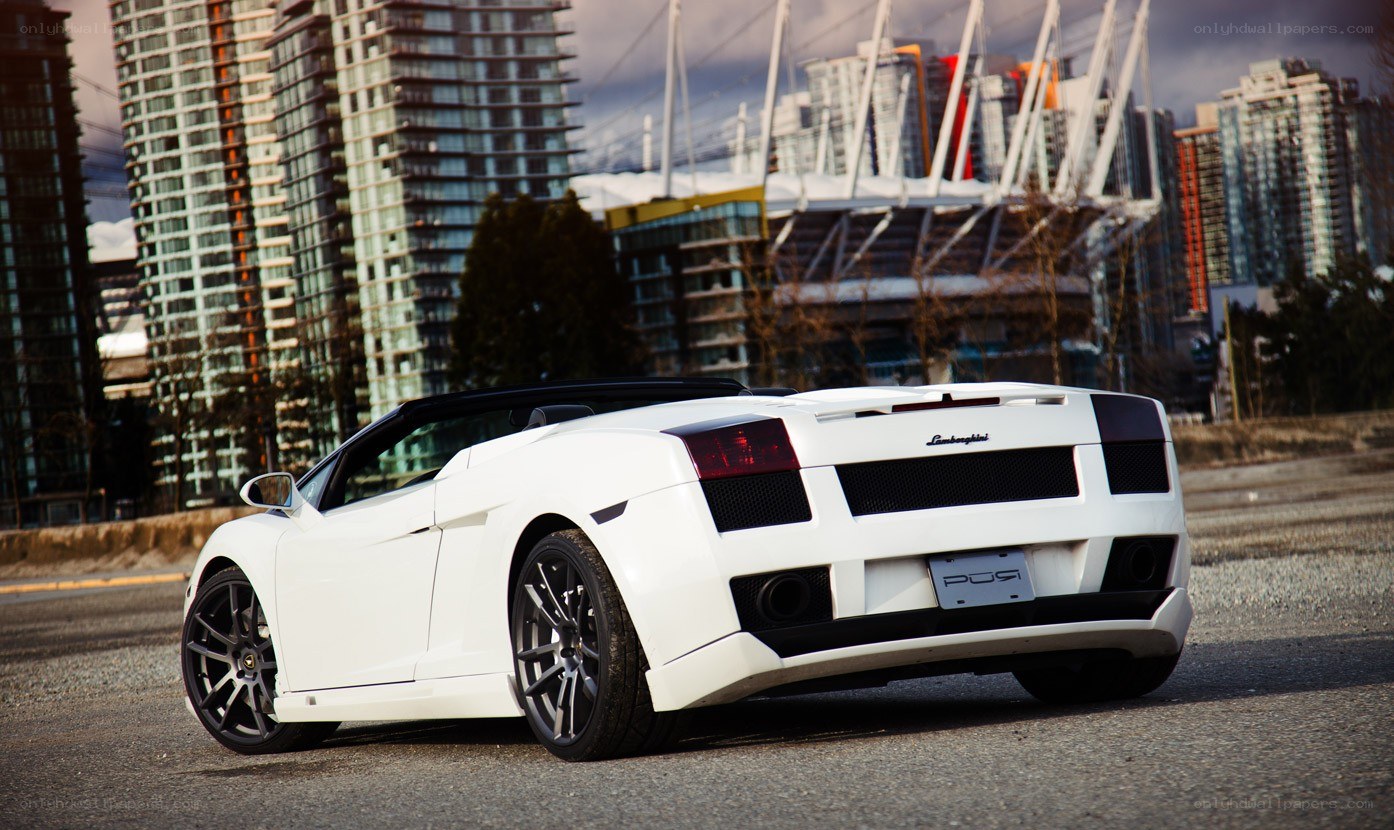 White Lamborghini in city