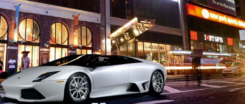 White Lamborghini in City — Dramatic
