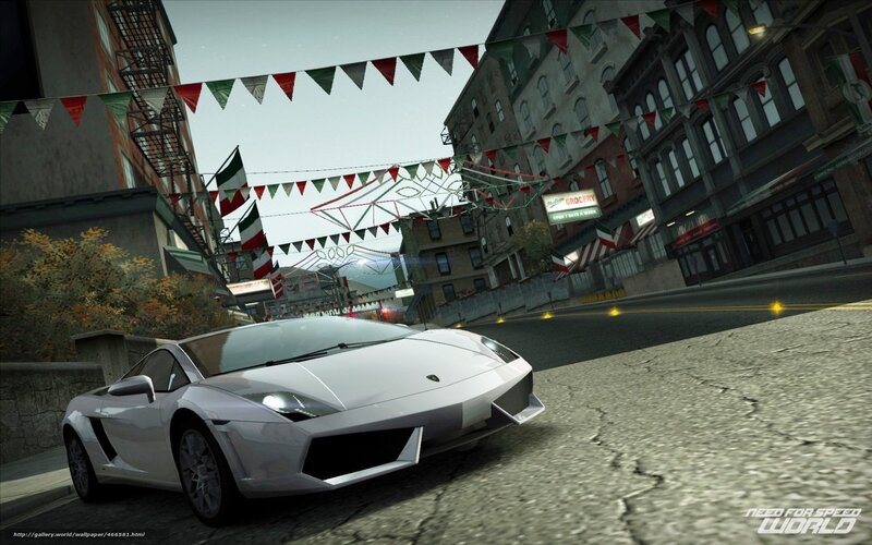 White Lamborghini in city street