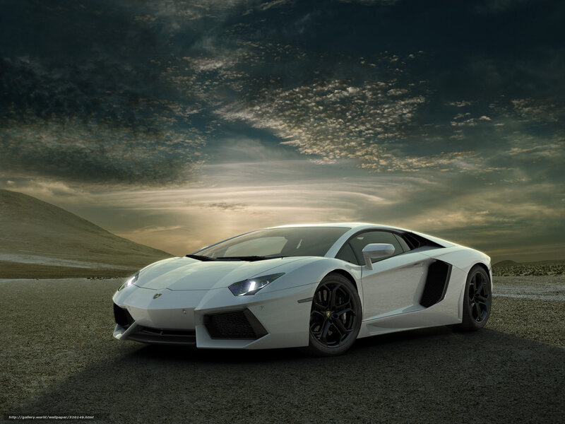White Lamborghini in desert