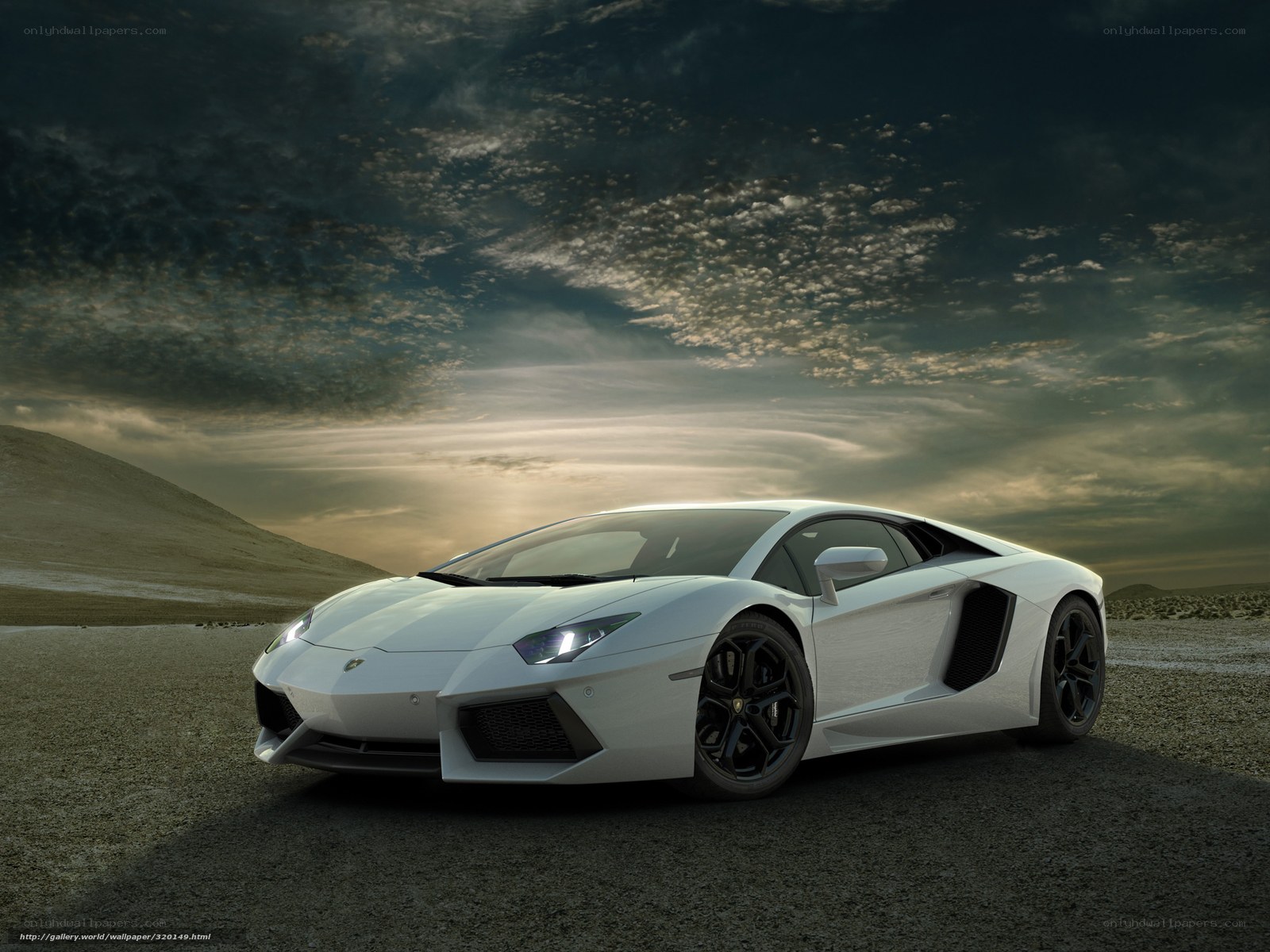 White Lamborghini in desert