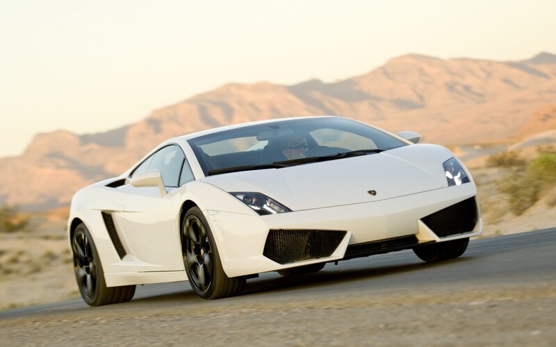 White Lamborghini in desert