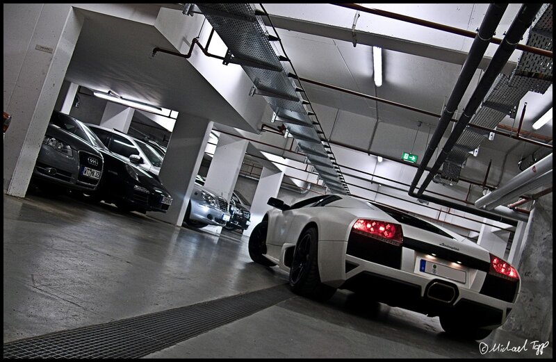 White Lamborghini in Garage — Gray