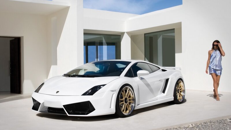 White Lamborghini in modern setting