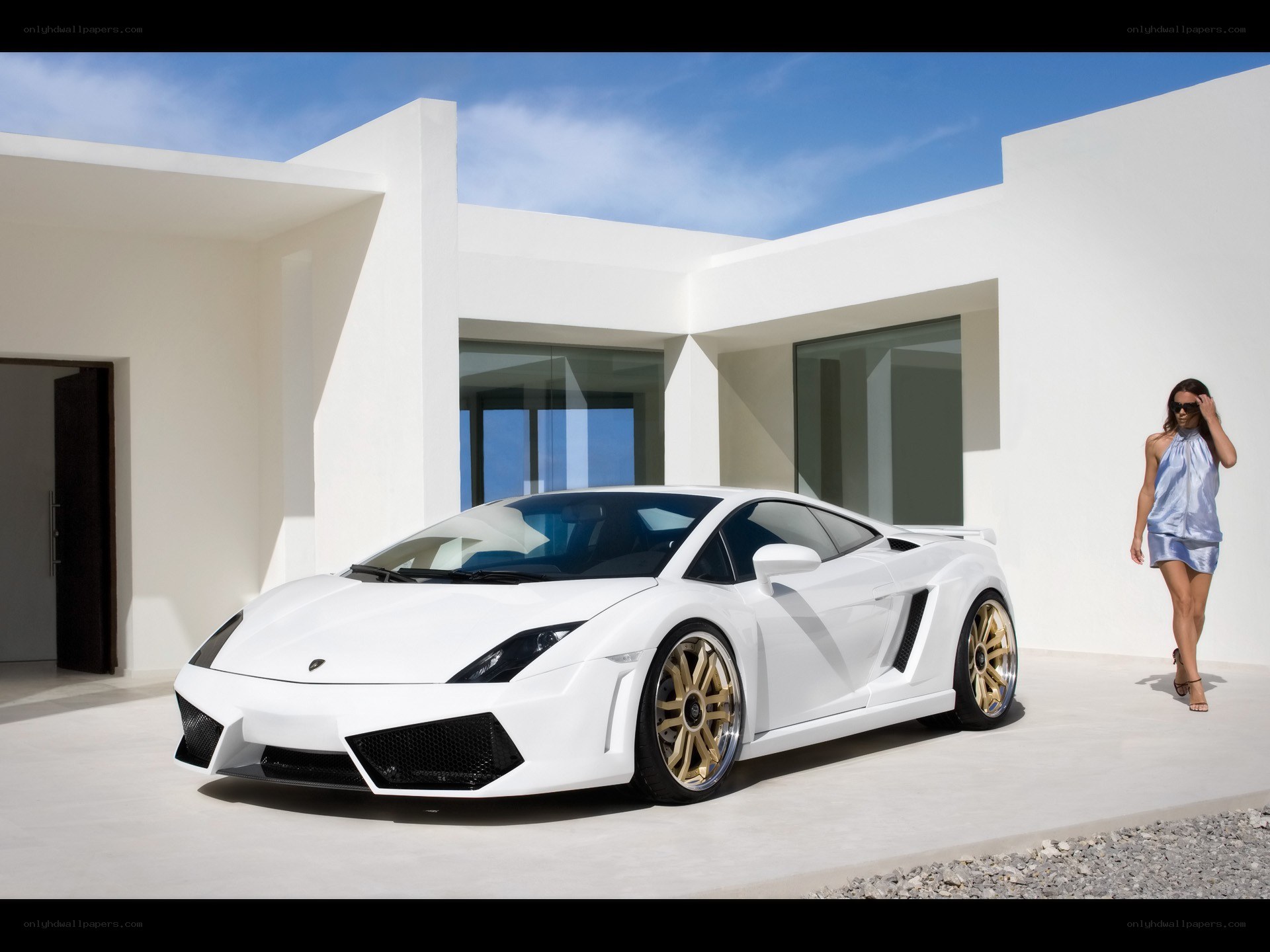 White Lamborghini in modern setting