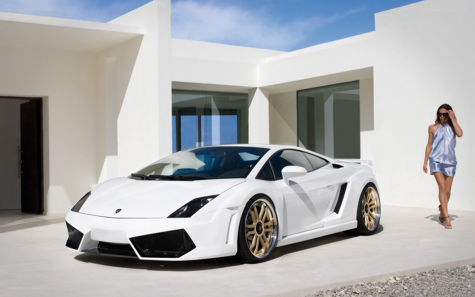 White Lamborghini in modern setting