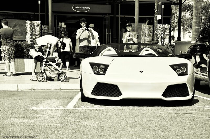 White Lamborghini in parking lot