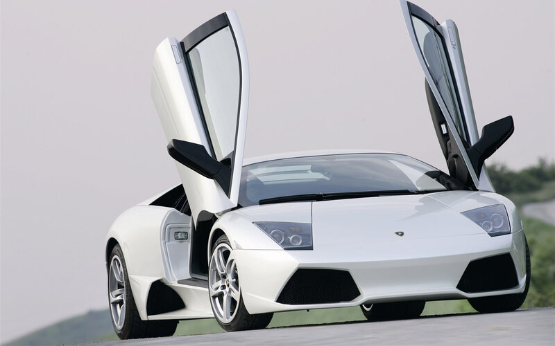 White Lamborghini Murcielago — Dramatic, Photograph, Car, Doors