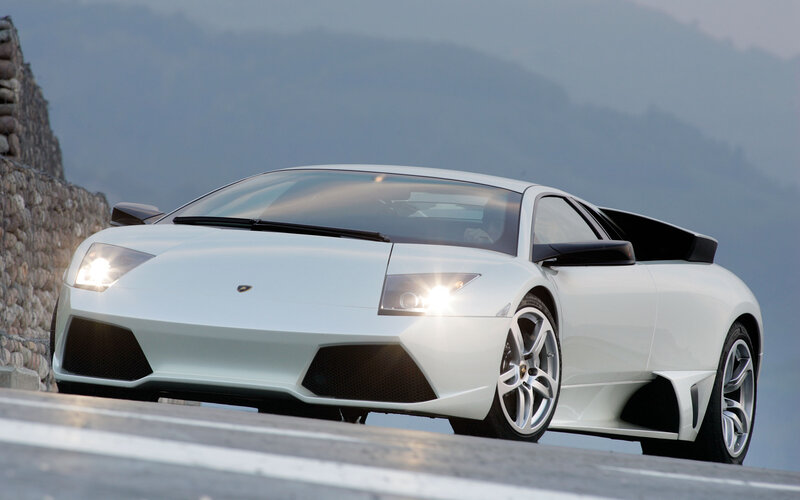 White Lamborghini Murcielago — Dramatic, Photograph, Car, Road