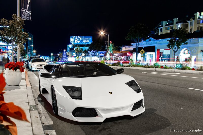 White Lamborghini on a city street