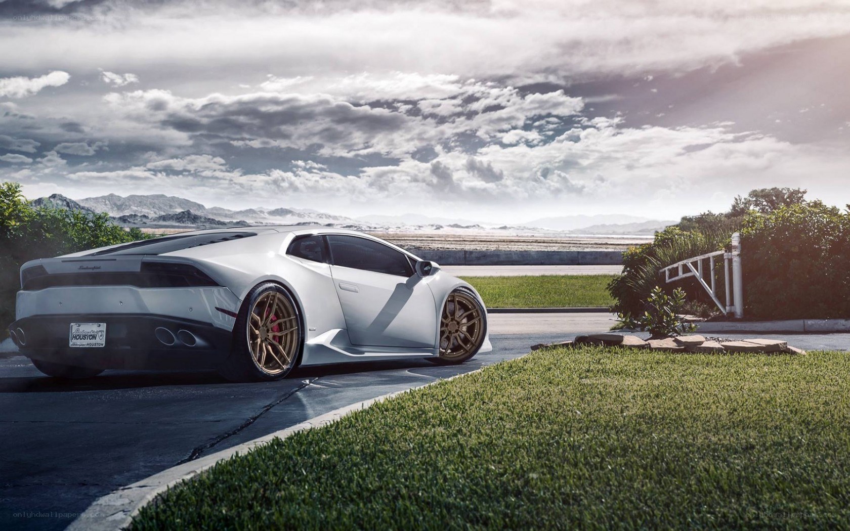 White Lamborghini on a driveway