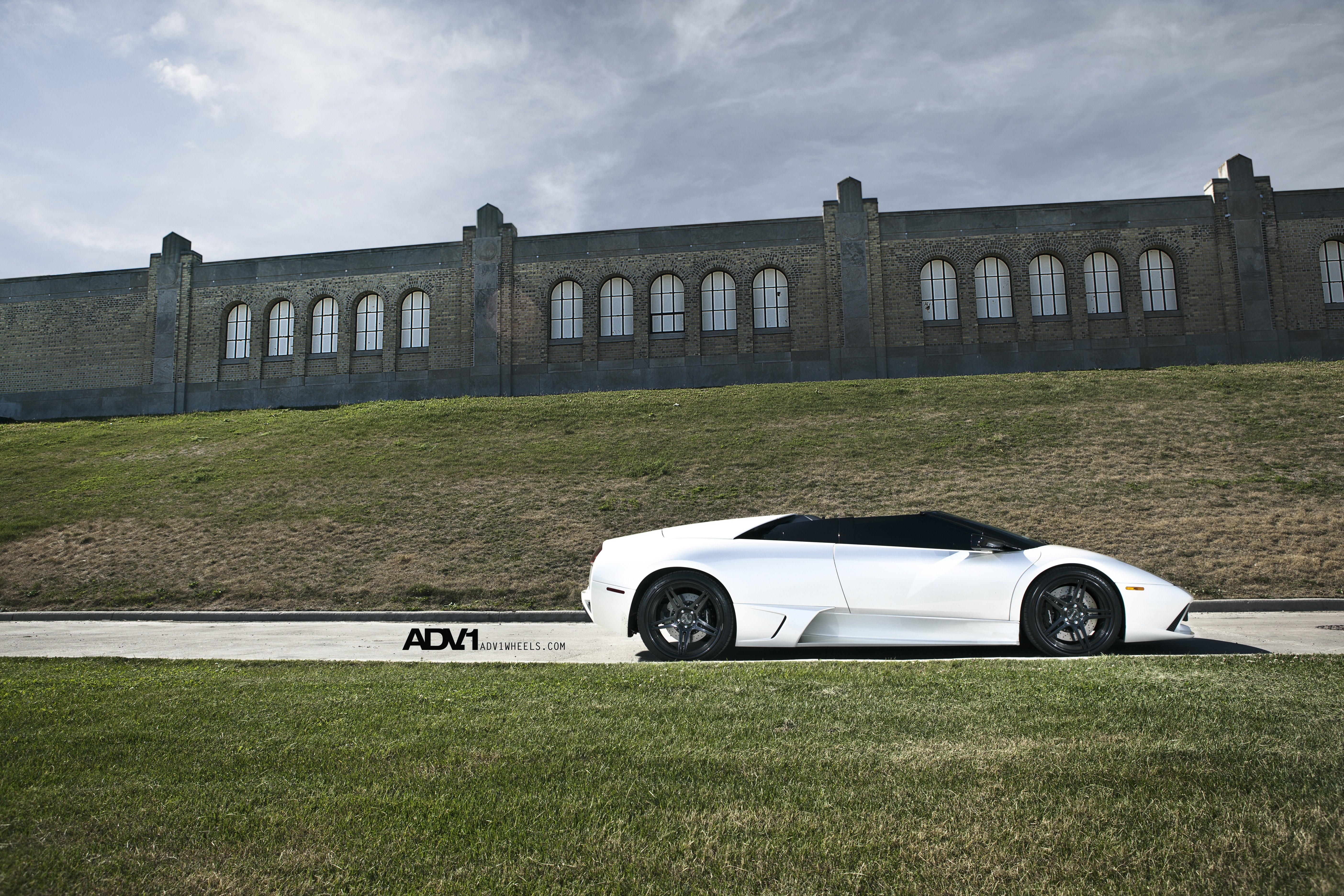 White Lamborghini on a hill