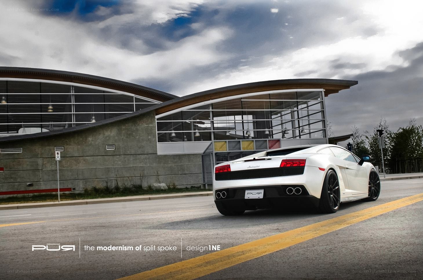 White Lamborghini on a road