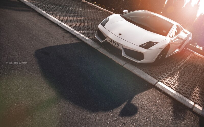 White Lamborghini on a sunny day