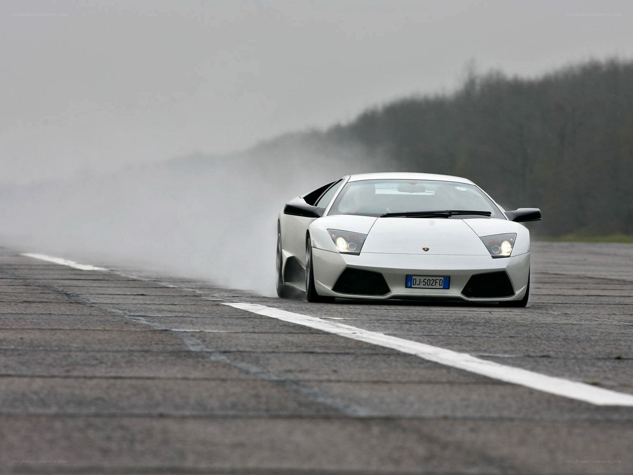 White Lamborghini on a track