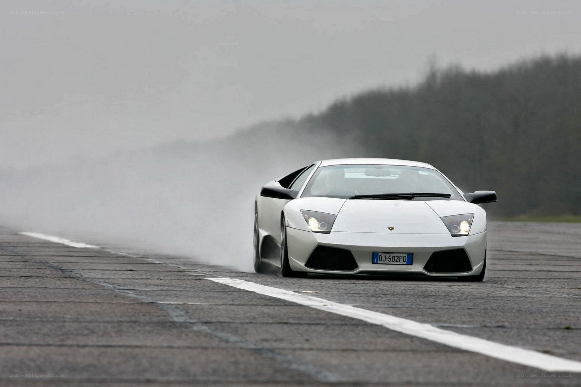 White Lamborghini on a track
