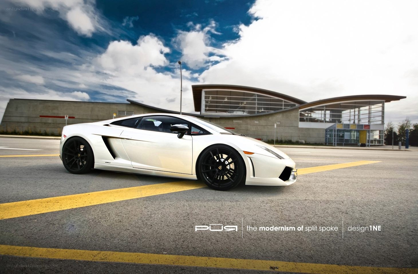 White Lamborghini on asphalt