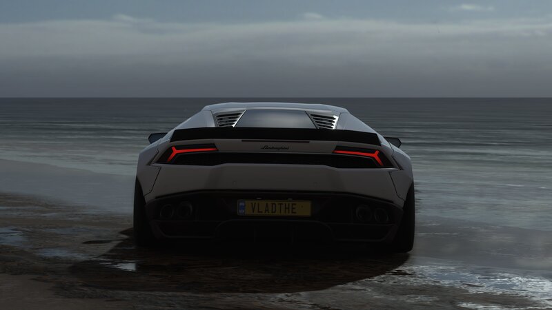 White Lamborghini on Beach
