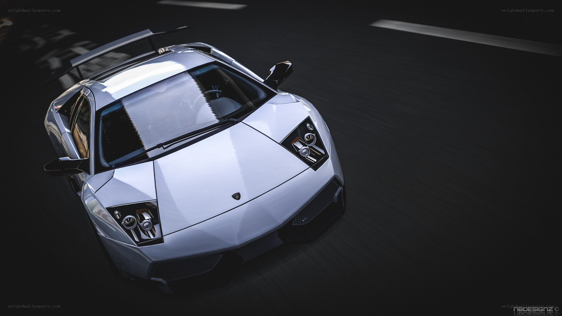 white lamborghini on dark road