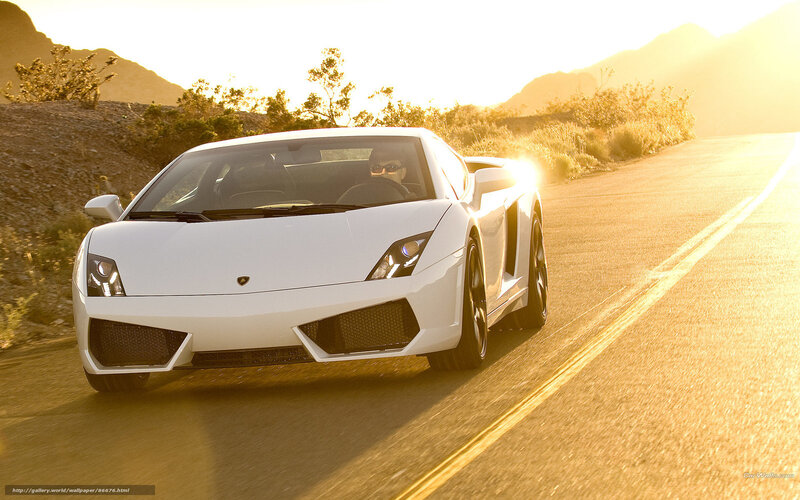White Lamborghini on desert road