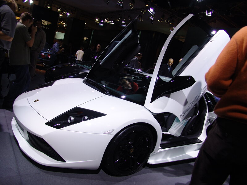 White Lamborghini on display