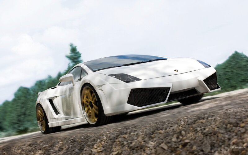 white lamborghini on gravel road
