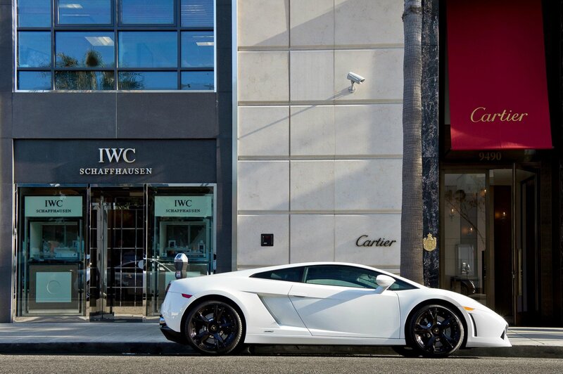 White Lamborghini on luxury street