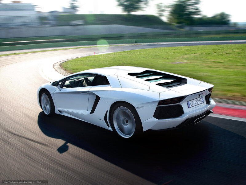 White Lamborghini on racetrack