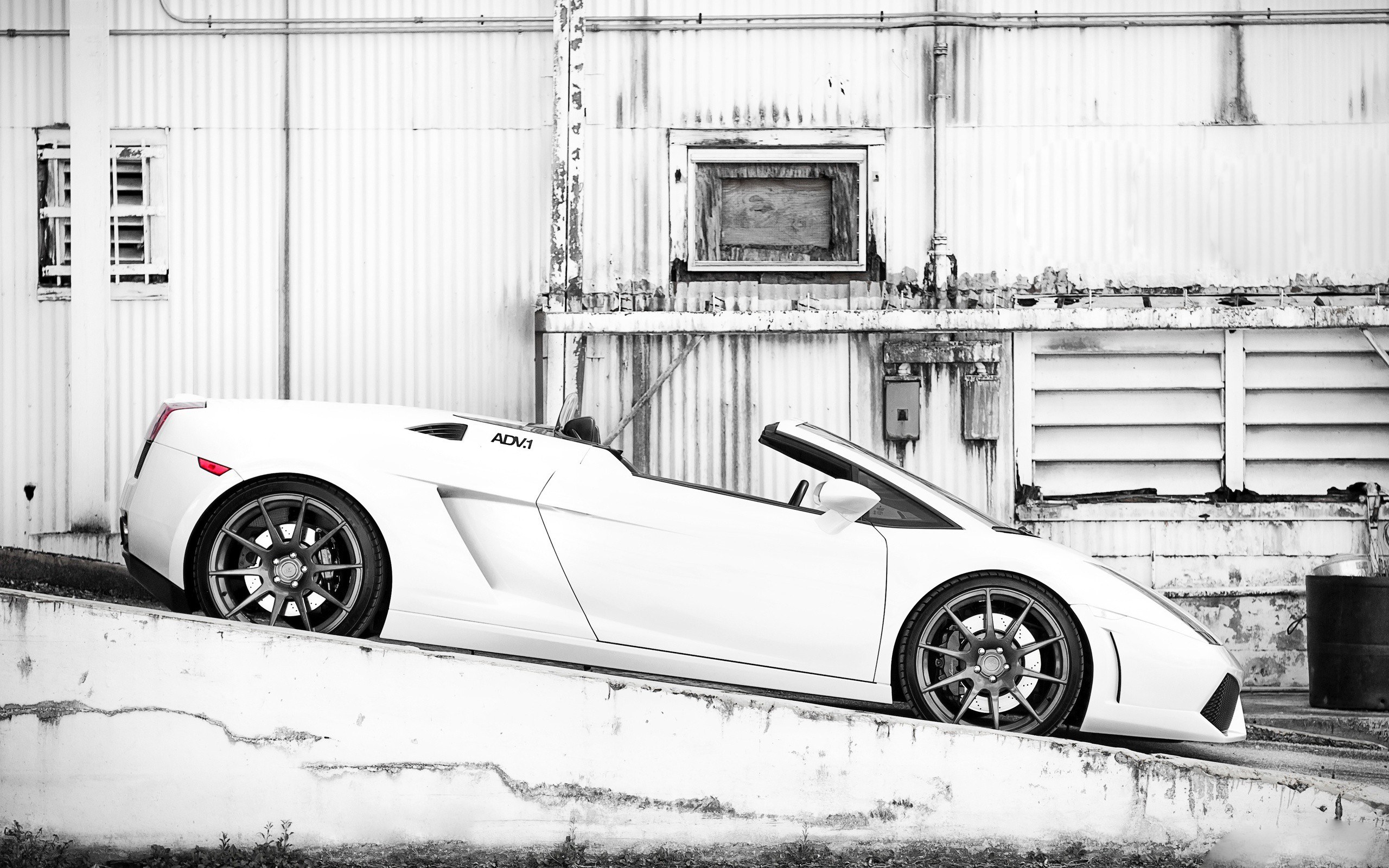 White Lamborghini on ramp