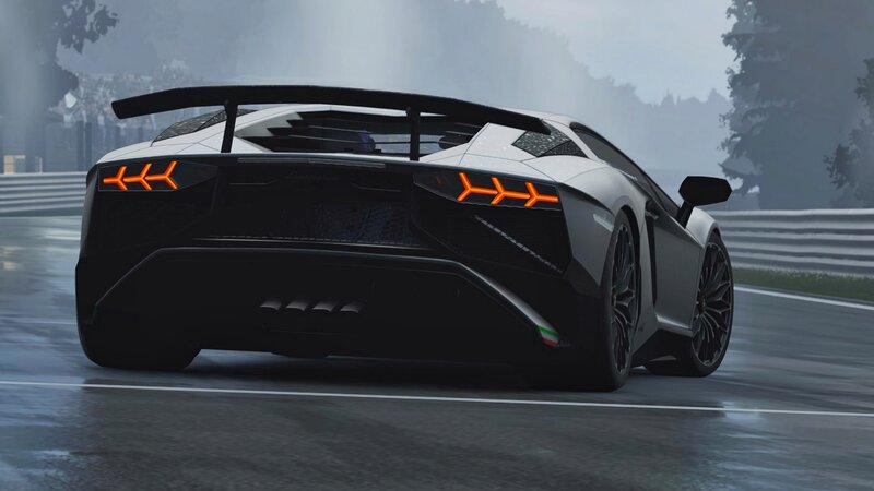 White Lamborghini on Track — Black