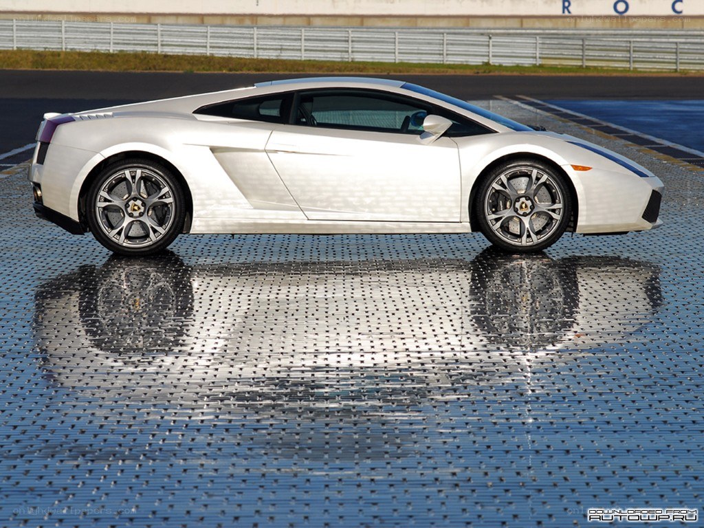 White Lamborghini on wet track